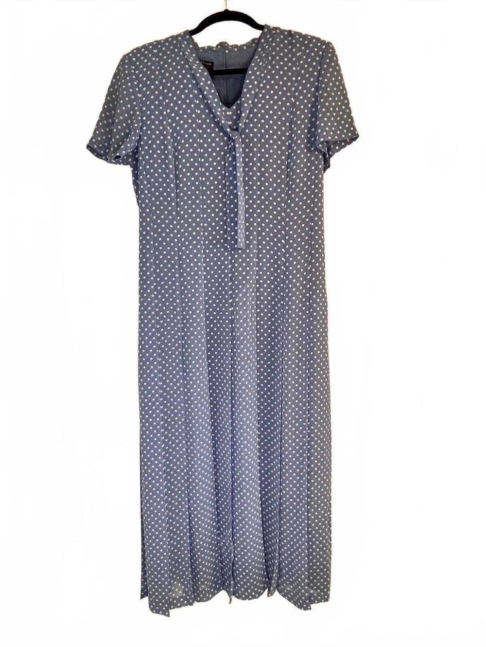 Vintage Cynthia Howie for Maggy Boutique Blue Polka Dot Midi Dress Size 12